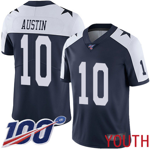 Youth Dallas Cowboys Limited Navy Blue Tavon Austin Alternate #10 100th Season Vapor Untouchable Throwback NFL Jersey->youth nfl jersey->Youth Jersey